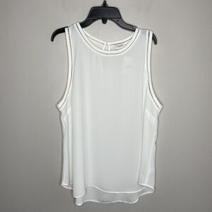 J CREW Womens Ivory Sleeveless Top NEW Ladder Trim Lightweight AD366 $49 Sz 14